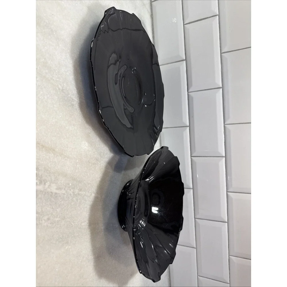 Art Deco 1930's Black Amethyst Serving Bowl And Platter Imperial GlassCo OLA0022